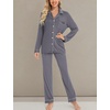 image:imageLeikar Button Down Pajamas for Women Soft Viscose Sleepwear Long Sleeve Pjs Set Nursing Postpartum LoungewearDark Grey