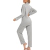 image:imageLeikar Button Down Pajamas for Women Soft Viscose Sleepwear Long Sleeve Pjs Set Nursing Postpartum LoungewearGray
