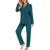 image:imageLeikar Button Down Pajamas for Women Soft Viscose Sleepwear Long Sleeve Pjs Set Nursing Postpartum LoungewearGreen