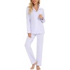 image:imageLeikar Button Down Pajamas for Women Soft Viscose Sleepwear Long Sleeve Pjs Set Nursing Postpartum LoungewearLight Purple