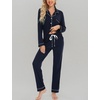 image:imageLeikar Button Down Pajamas for Women Soft Viscose Sleepwear Long Sleeve Pjs Set Nursing Postpartum LoungewearNavy Blue