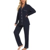 image:imageLeikar Button Down Pajamas for Women Soft Viscose Sleepwear Long Sleeve Pjs Set Nursing Postpartum LoungewearNavy Blue White Dots