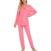 image:imageLeikar Button Down Pajamas for Women Soft Viscose Sleepwear Long Sleeve Pjs Set Nursing Postpartum LoungewearPink Dot