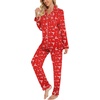 image:imageLeikar Button Down Pajamas for Women Soft Viscose Sleepwear Long Sleeve Pjs Set Nursing Postpartum LoungewearRed Elk
