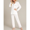 image:imageLeikar Button Down Pajamas for Women Soft Viscose Sleepwear Long Sleeve Pjs Set Nursing Postpartum LoungewearWhite