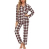 image:imageLeikar Button Down Pajamas for Women Soft Viscose Sleepwear Long Sleeve Pjs Set Nursing Postpartum LoungewearWhite Plaid