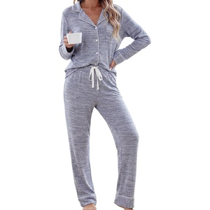 image:imageLeikar Button Down Pajamas for Women Soft Viscose Sleepwear Long Sleeve Pjs Set Nursing Postpartum LoungewearAthickened Blue