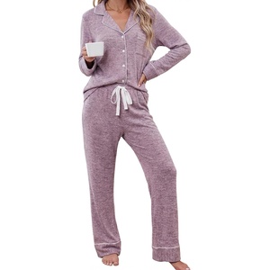 image:imageLeikar Button Down Pajamas for Women Soft Viscose Sleepwear Long Sleeve Pjs Set Nursing Postpartum LoungewearAthickened Pink