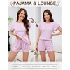 image:imageLeikar Womens Two Piece Sets Summer Outfits Casual Lounge Short Sets Ruffle Sleeve Crew Neck Matching Set with PocketsPink