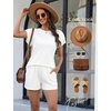 image:imageLeikar Womens Two Piece Sets Summer Outfits Casual Lounge Short Sets Ruffle Sleeve Crew Neck Matching Set with PocketsWhite