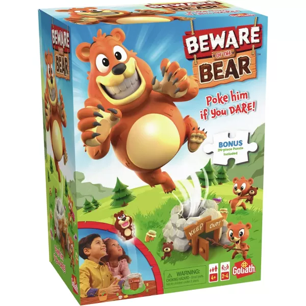 Beware of The Bear Game  Poke The Bear and Sneak The Goodies Before He Wakes Up  Includes 24Piece Puzzle by Goliath Multi Color 919582