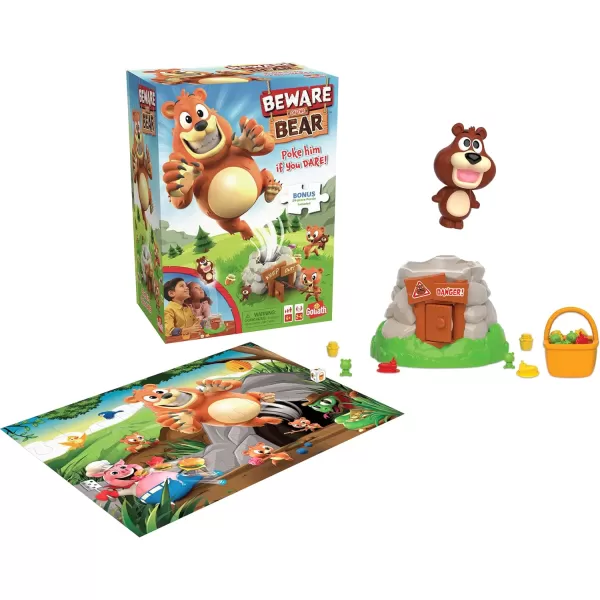 Beware of The Bear Game  Poke The Bear and Sneak The Goodies Before He Wakes Up  Includes 24Piece Puzzle by Goliath Multi Color 919582