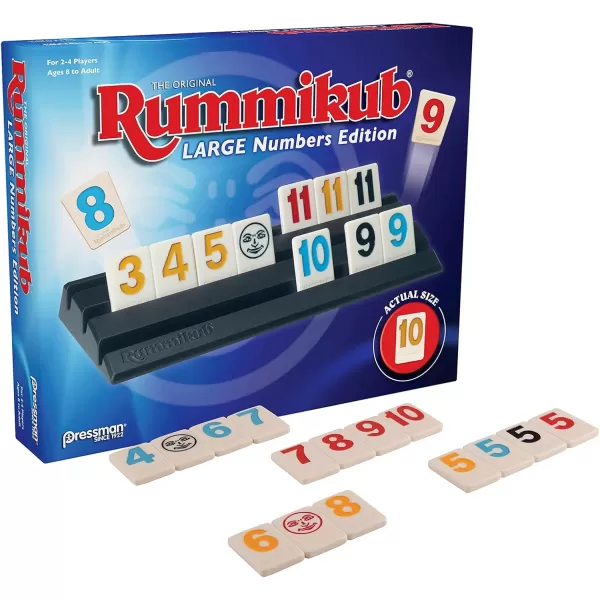 Pressman Rummikub Large Numbers Edition  The Original Rummy Tile Game Blue 5quotTile Game