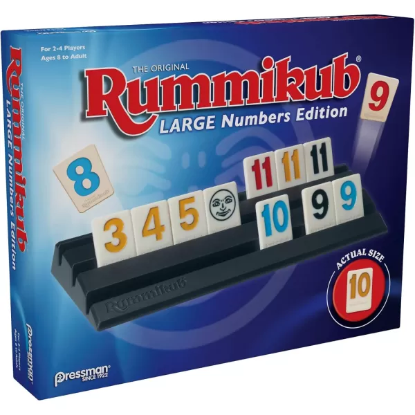 Pressman Rummikub Large Numbers Edition  The Original Rummy Tile Game Blue 5quotTile Game