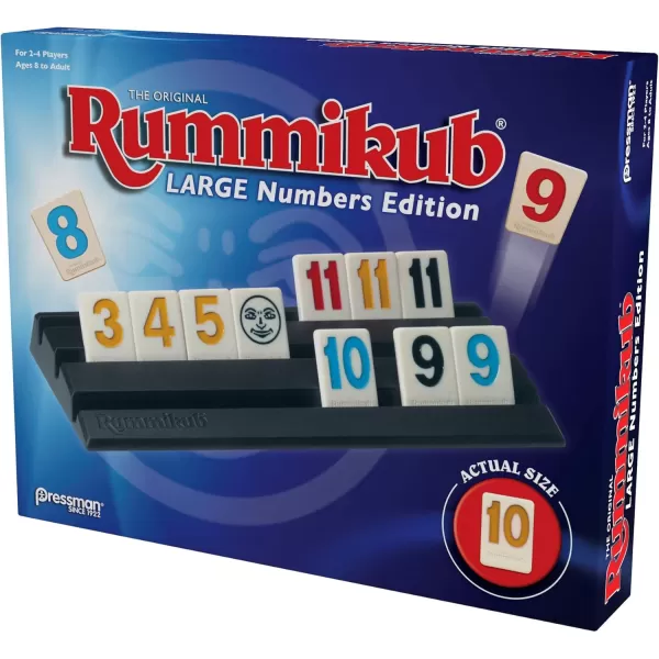 Pressman Rummikub Large Numbers Edition  The Original Rummy Tile Game Blue 5quotTile Game