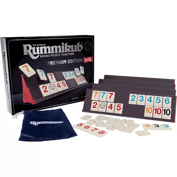 Rummikub Premium Edition by Pressman  Features Racks  Large Number Engraved Tiles and a Storage Bag for The Ultimate Rummikub Experience by Pressman  SilverFeatures Racks