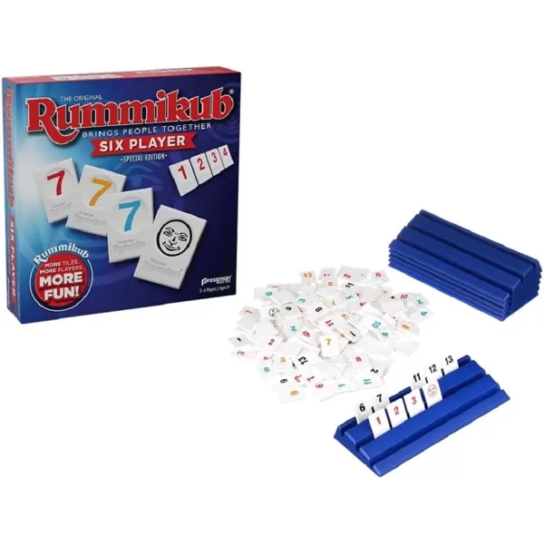 Rummikub Six Player Edition  The Classic Rummy Tile Game  More Tiles and More Players for More Fun by Pressman  Blue