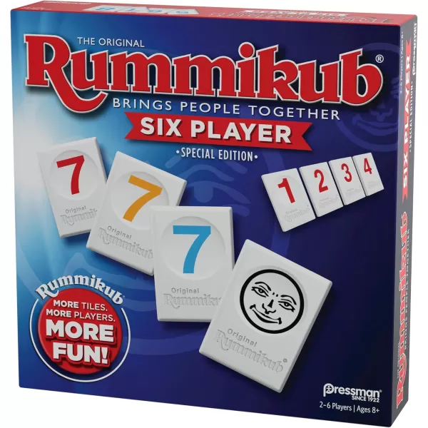 Rummikub Six Player Edition  The Classic Rummy Tile Game  More Tiles and More Players for More Fun by Pressman  Blue