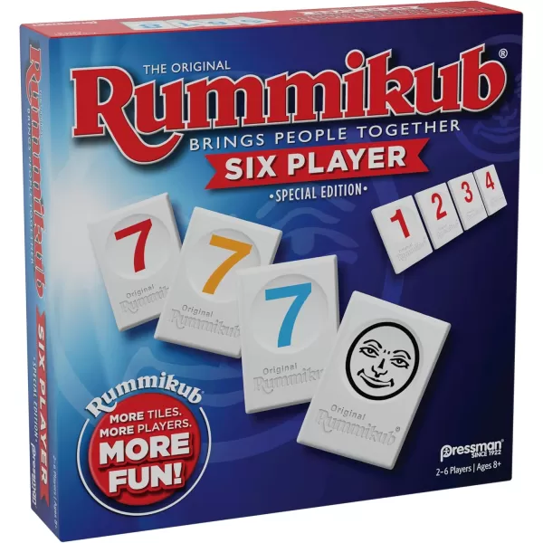 Rummikub Six Player Edition  The Classic Rummy Tile Game  More Tiles and More Players for More Fun by Pressman  Blue