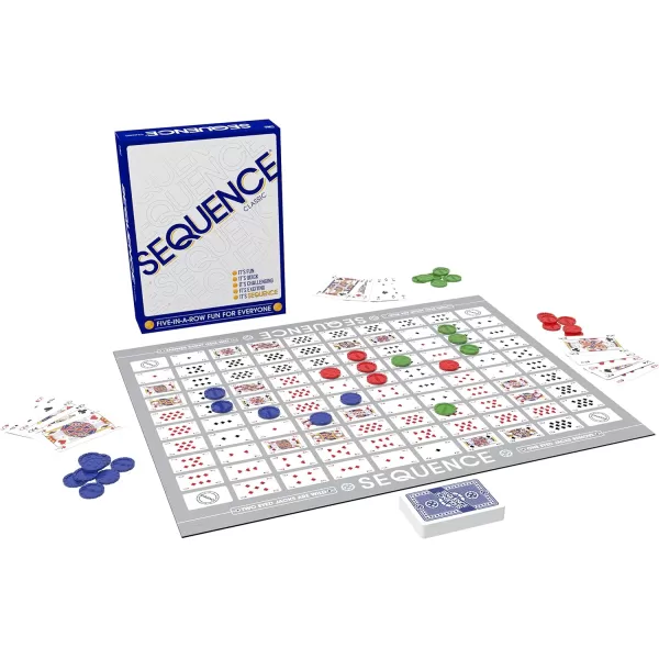 SEQUENCE Original SEQUENCE Game with Folding Board Cards and Chips by Jax  Packaging may Vary  White 103quot x 81quot x 231quotMulticolor