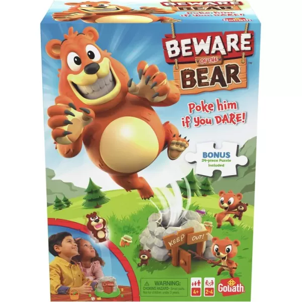 Beware of The Bear Game  Poke The Bear and Sneak The Goodies Before He Wakes Up  Includes 24Piece Puzzle by Goliath Multi Color 919582