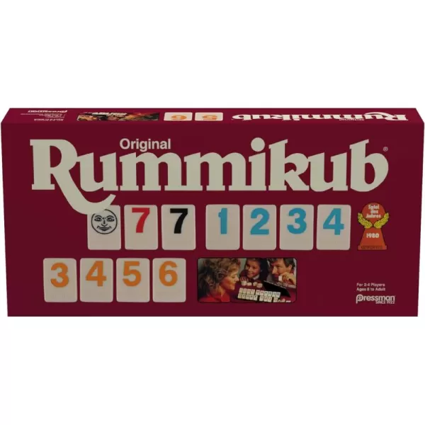 Pressman Original Retro Style Large Numbers Rummikub  Includes Tiles with Bright OverSized Inset Numbers for Easy Viewing Multi Color