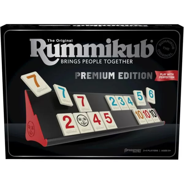 Rummikub Premium Edition by Pressman  Features Racks  Large Number Engraved Tiles and a Storage Bag for The Ultimate Rummikub Experience by Pressman  SilverFeatures Racks