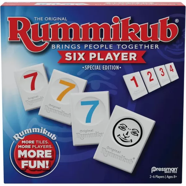 Rummikub Six Player Edition  The Classic Rummy Tile Game  More Tiles and More Players for More Fun by Pressman  Blue