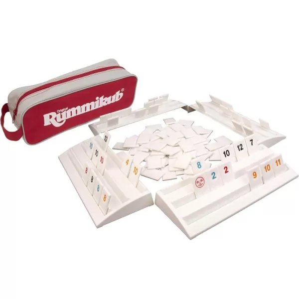 Rummikub  The Complete Original Game With FullSize Racks and Tiles in a Durable Canvas StorageTravel Case by Pressman  Amazon Exclusive