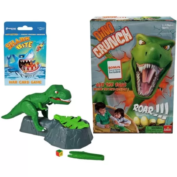 Dino Crunch  Get The Eggs Before The Dino Gets You  Includes A Fun Shark Bite War Card Game by Goliath