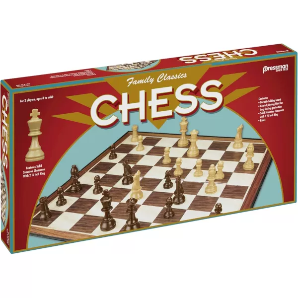 Family Classics Chess by Pressman  with Folding Board and Full Size Chess Pieces