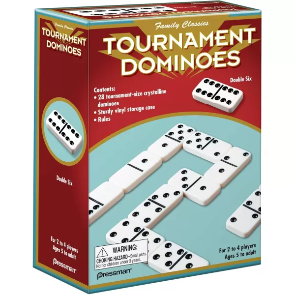 Family Classics Tournament Dominoes  Double Six Crystalline Tiles in Storage Case by Pressman  5quot