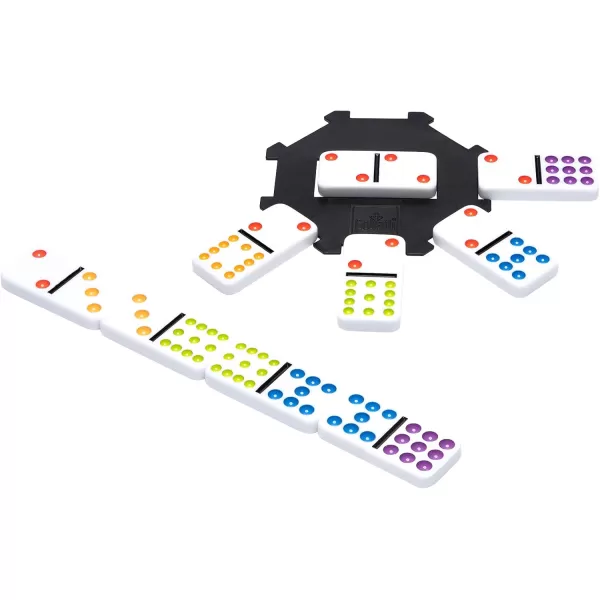 Mexican Train Dominoes  Beautiful Color Dot Double 12 Dominoes Set  Includes Train Markers and Hub by Pressman Multi Color 5quot