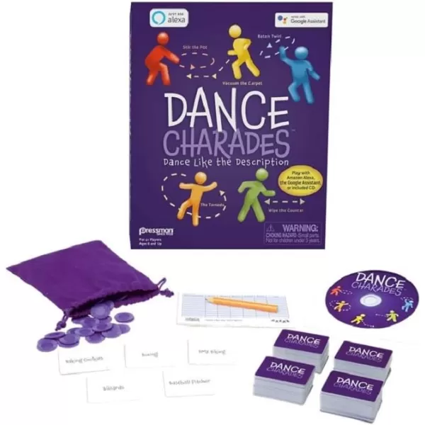 Pressman Dance Charades Game Can Be Played with Included CD Alexa Skills or Google Assistant