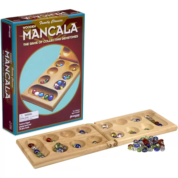 Pressman Mancala  Real Wood Folding Set with Multicolor Stones by Pressman 2 players