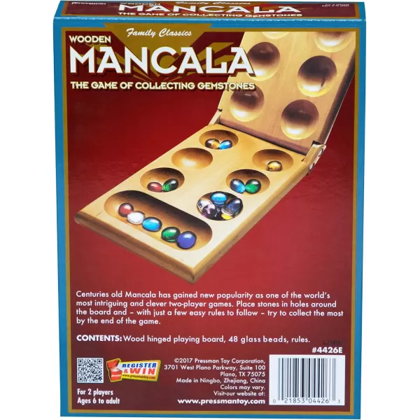 Pressman Mancala  Real Wood Folding Set with Multicolor Stones by Pressman 2 players