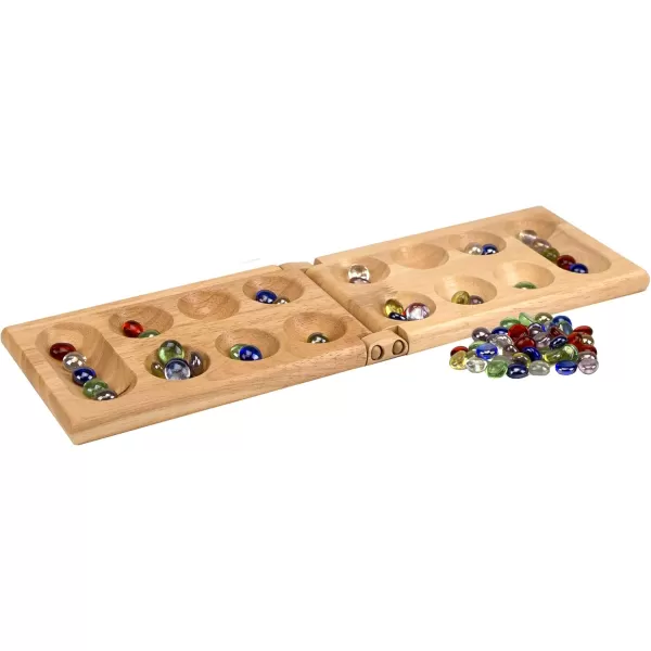 Pressman Mancala  Real Wood Folding Set with Multicolor Stones by Pressman 2 players