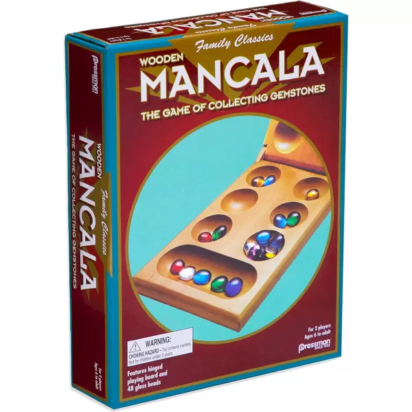 Pressman Mancala  Real Wood Folding Set with Multicolor Stones by Pressman 2 players