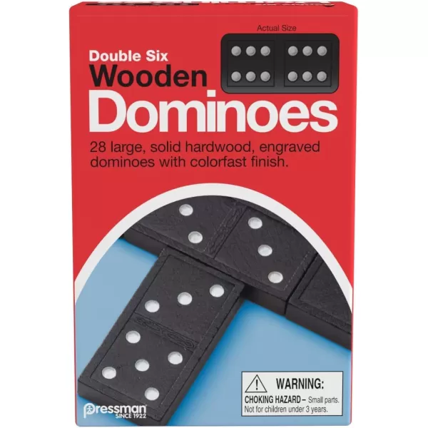 Pressman Toy Double Six Wooden Dominoes 28 Pieces Wooden Dominoes Six