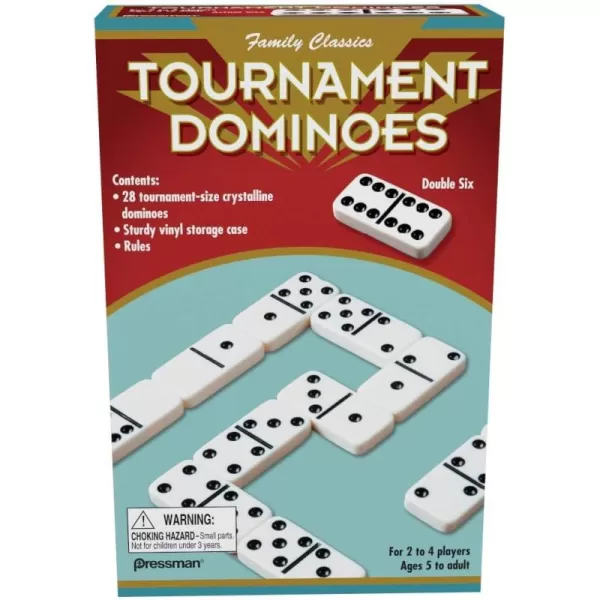 Family Classics Tournament Dominoes  Double Six Crystalline Tiles in Storage Case by Pressman  5quot