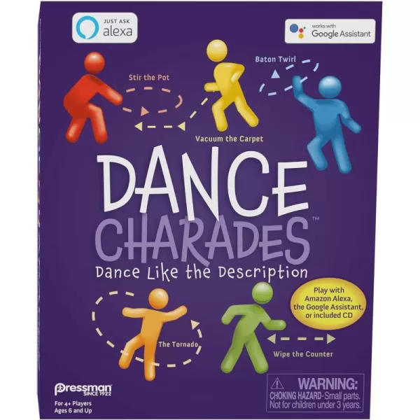 Pressman Dance Charades Game Can Be Played with Included CD Alexa Skills or Google Assistant