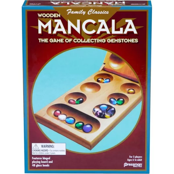 Pressman Mancala  Real Wood Folding Set with Multicolor Stones by Pressman 2 players