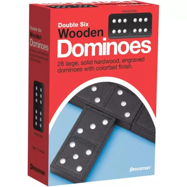 Pressman Toy Double Six Wooden Dominoes 28 Pieces Wooden Dominoes Six