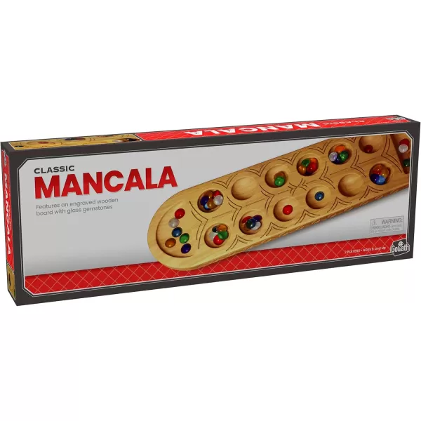 Classic Mancala Game  Features A FullSized Solid Wooden Board with Exquisite Detail Stones by Pressman For 2 Players