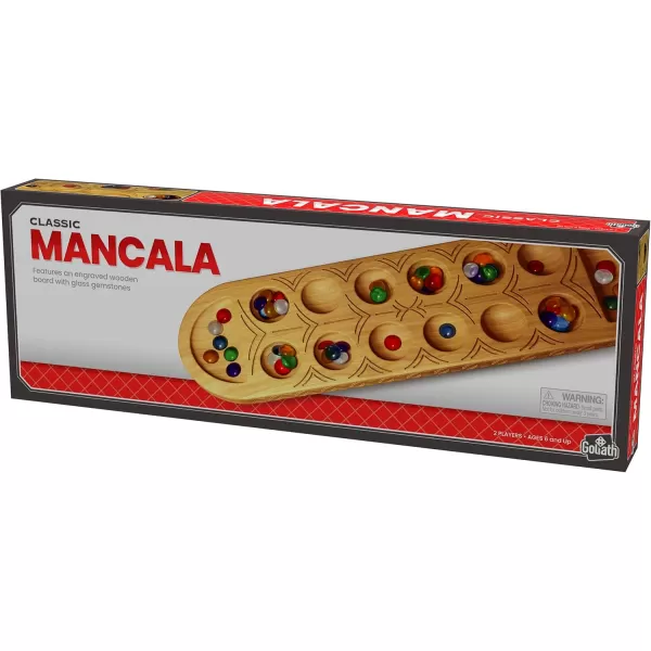 Classic Mancala Game  Features A FullSized Solid Wooden Board with Exquisite Detail Stones by Pressman For 2 Players