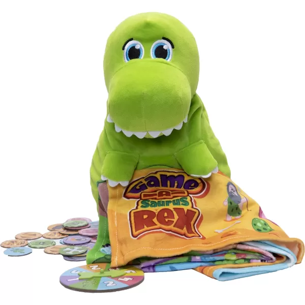 GameASaurus Rex  Play 10 Different Games with Plush Dinosaur  Store Game Pieces Inside Rex by Goliath