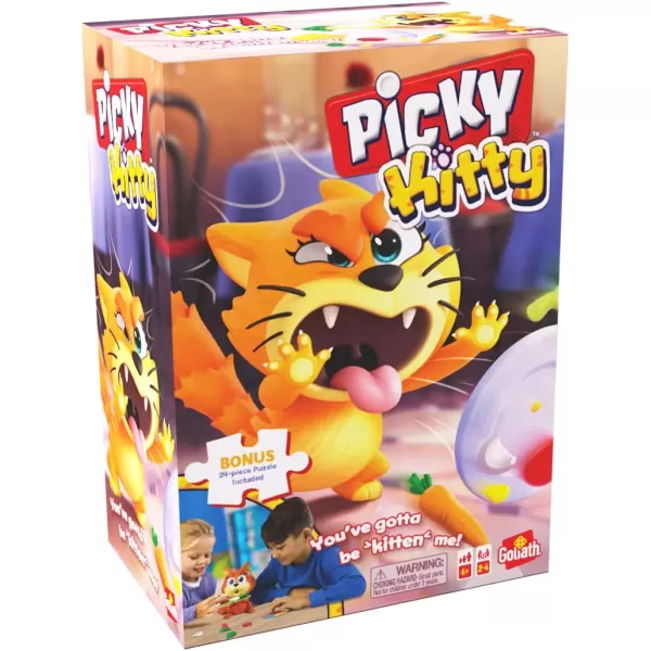 Picky Kitty Game  Feed The Kitty His Veggies Before He Flips His Plate  Includes 24Piece Puzzle by Goliath Multi Color 919585