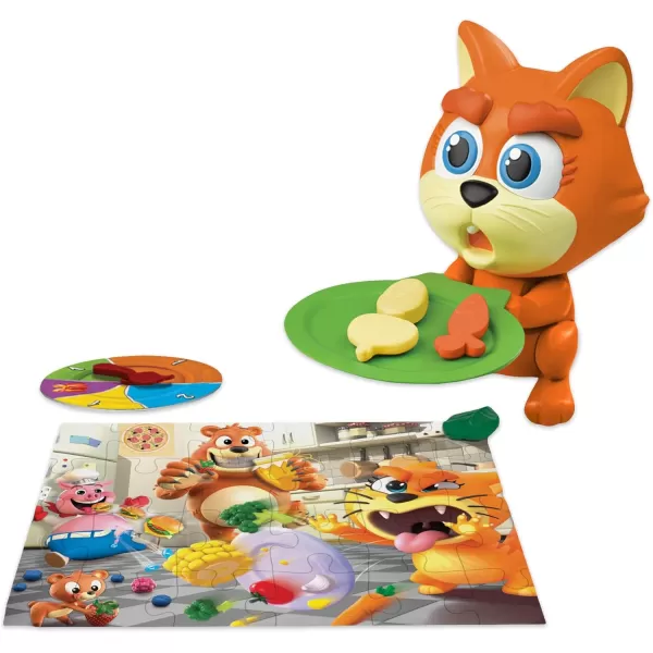 Picky Kitty Game  Feed The Kitty His Veggies Before He Flips His Plate  Includes 24Piece Puzzle by Goliath Multi Color 919585