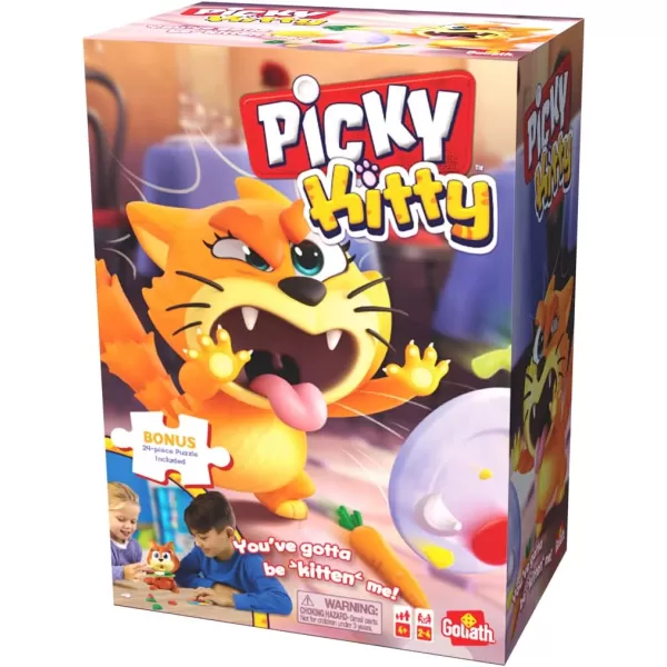 Picky Kitty Game  Feed The Kitty His Veggies Before He Flips His Plate  Includes 24Piece Puzzle by Goliath Multi Color 919585