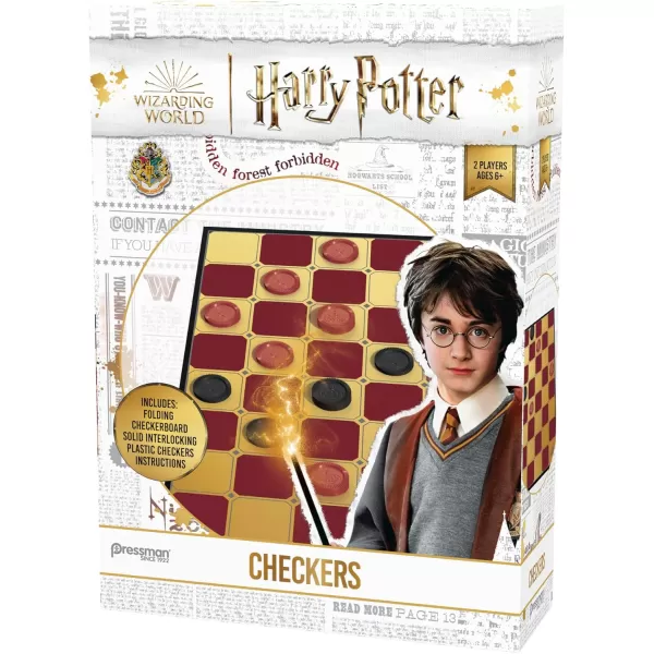 Pressman Harry Potter Checkers  SpeciallyColored Folding Checkerboard and Interlocking Checker Pieces  Ages 6 and Up 2 Players